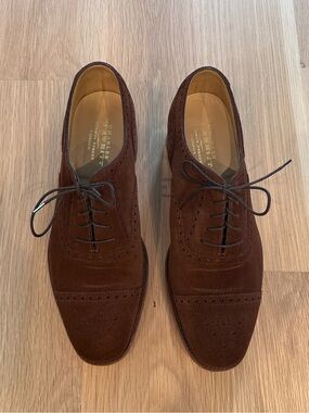 Charles Tyrwhitt Classic Men’s Brown Suede Semi-Brogue Dress Shoes